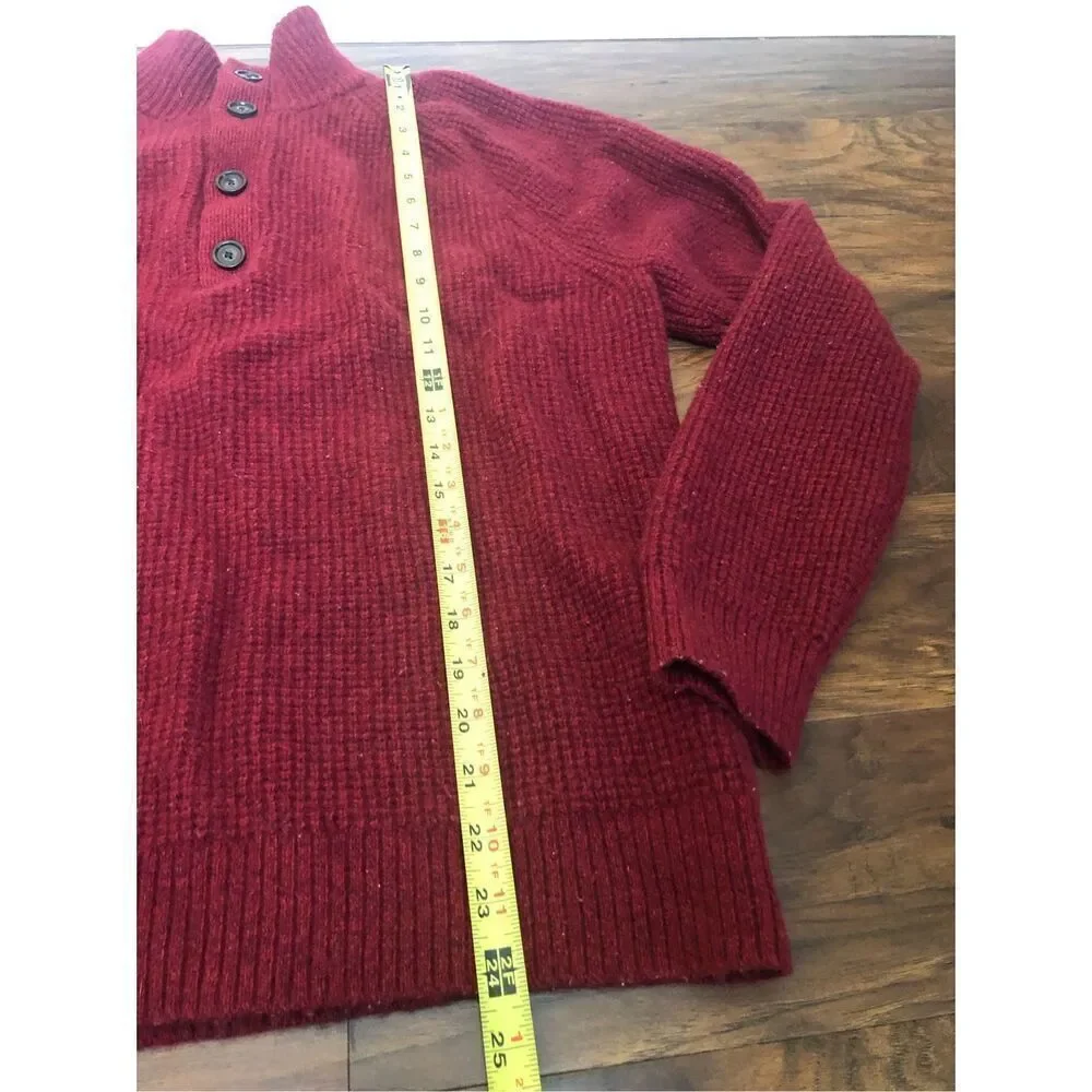 Banana Republic Wool Blend Henley Sweater XL Burgundy Button Neck